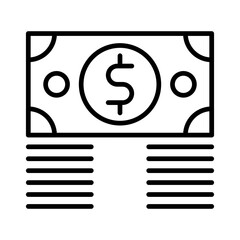  Money bundle icon, outline vector illustration
