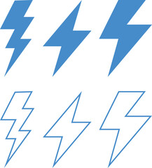 flash lightning bolt icon set. flash thunder power icon. Electric symbols set. Electric lightning symbols. Flash light sign. Electric vector icons, Bolt lightning flash icons