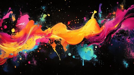 Abstract art with vibrant colors and a dynamic, flowing design on a black background.