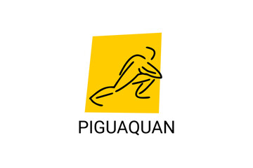 Piguaquan (chop-hanging fist) sport vector line icon. sportsman, fighting stance. sport pictogram illustration.