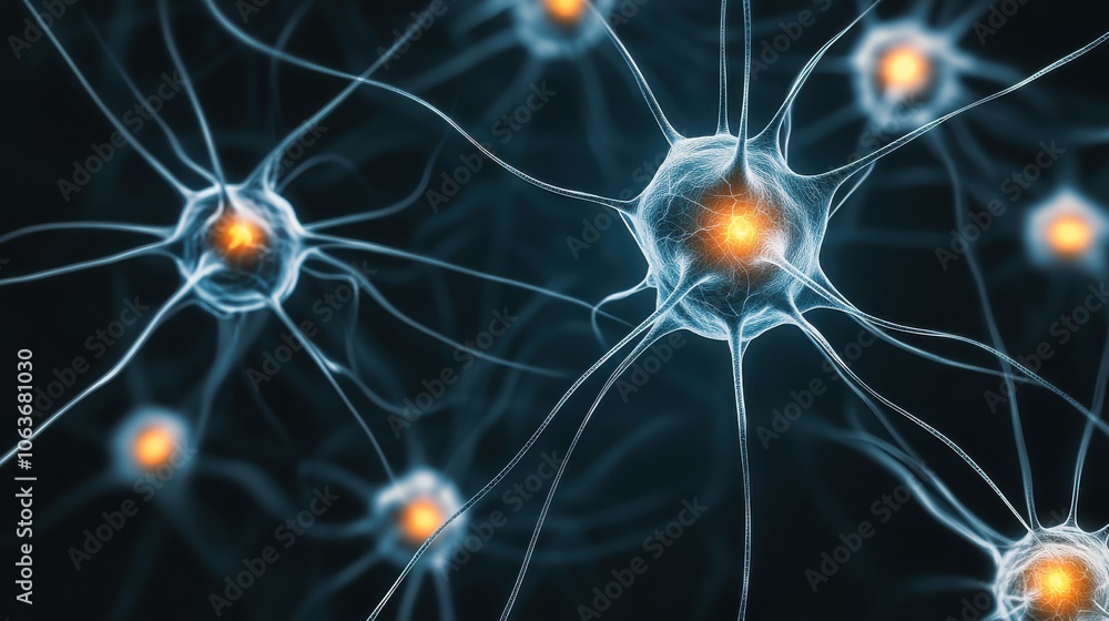 Poster the image showcases a network of neurons with glowing connections, illustrating the complexity of th