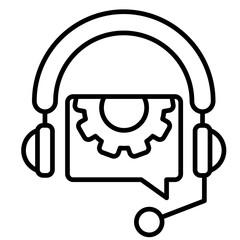 Tech help icon, outline vector illustration