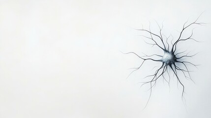 An abstract representation of a neuron with branching dendrites against a plain background.