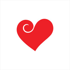 Heart with white swirl, vector illustration