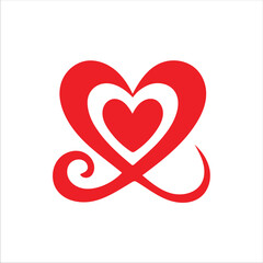 Heart symbol with double outline, vector illustration