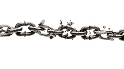 breaking chains, isolated white background, realistic,


