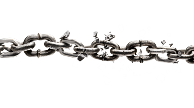 breaking chains, isolated white background, realistic,


