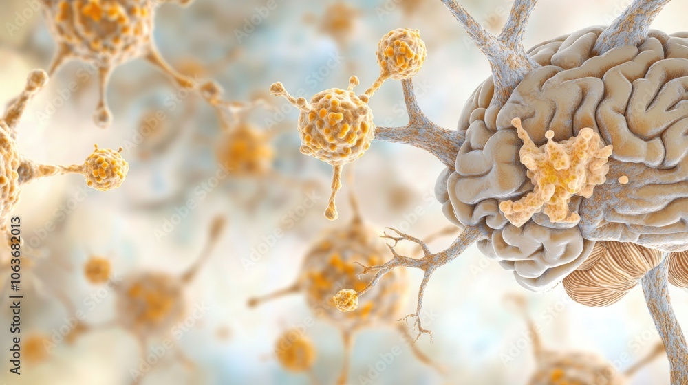 Poster a detailed illustration of neurons and synapses, showcasing intricate structures and connections in 
