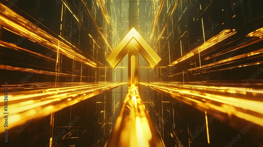 Poster golden arrow symbolizing growth and progress