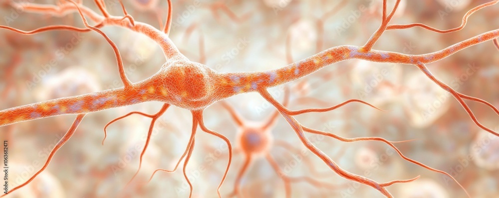 Poster a detailed view of neural networks showcasing interconnected neurons, highlighting their intricate s