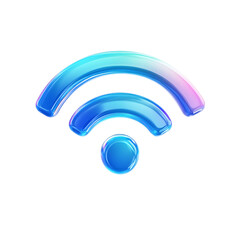 3D wifi symbol icon with a sleek, streamlined design, featuring a soft, rounded body. isolated on a white background