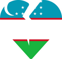 Uzbekistan Flag On Broken Heart Icon