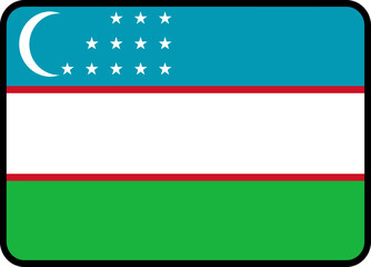 Uzbekistan Flag Rounded Rectangle Icon