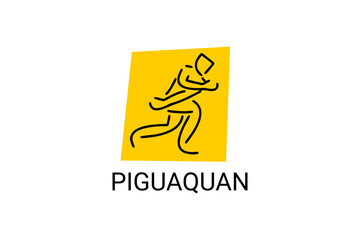Piguaquan (chop-hanging fist) sport vector line icon. sportsman, fighting stance. sport pictogram illustration.