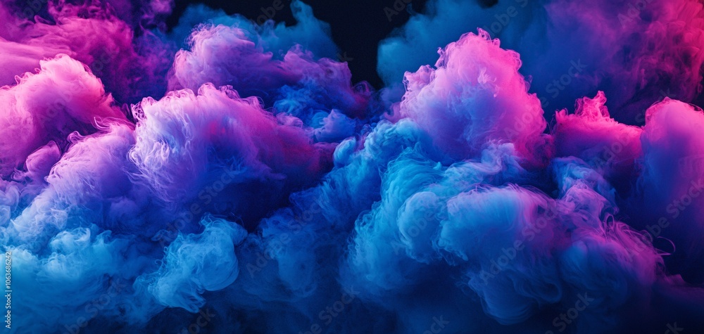 Poster vibrant and colorful smoke clouds blend together, creating an abstract and dynamic background that e
