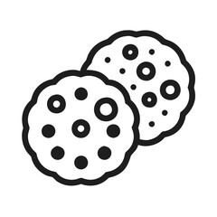 Simple illustration of chocolate chip cookies, symbolizing baked goods, dessert, and sweet treats, ideal for holiday and snack themes.