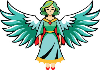 Light Blue Christmas Angel Illustration – A Festive Holiday Icon