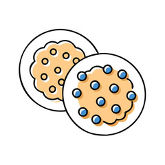 Simple illustration of chocolate chip cookies, symbolizing baked goods, dessert, and sweet treats, ideal for holiday and snack themes.