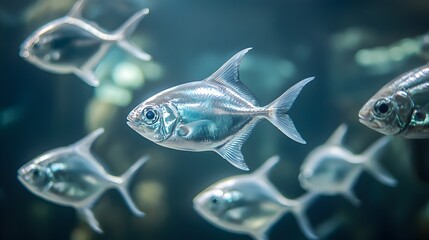 Gleaming Hatchetfish Swarm Reflecting Soft Surface Light