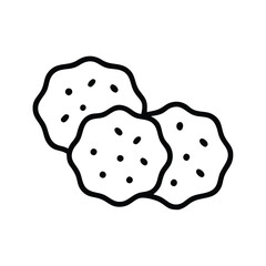 Simple illustration of chocolate chip cookies, symbolizing baked goods, dessert, and sweet treats, ideal for holiday and snack themes.