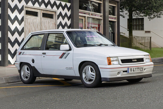 Urnieta, Spain-October 5, 2024: 1988 Opel Corsa A (S83) GSi on city streets
