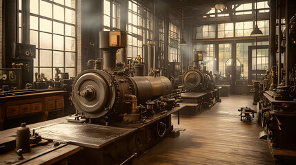 Fototapeta premium Industrial Machine Room, Realistic Image