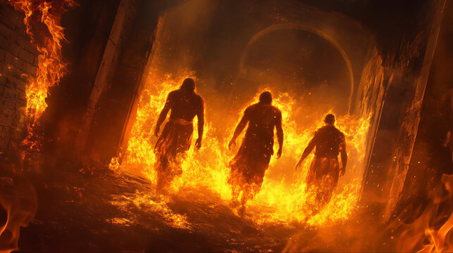 The three hebrews, shadrach, meshach and abednego thrown in a fiery furnace of fire by the order of King Nebuchadnezzar of babylon, unburnt and unhurt because God sent his angels to rescue them. FAITH