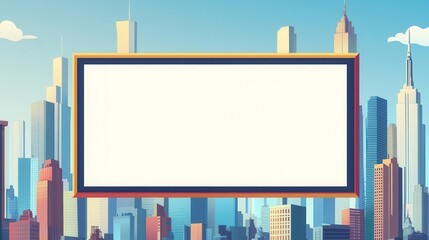 Obraz premium Blank text area framed by abstract city skyline, modern urban feel, business text box, city theme