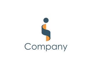 Initial Letter I Logo. Blue and Orange Origami Shape on White Background. Can Be Used for Business. Flat Vector Logo Design Template Element. Vector Illustration.