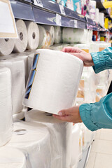 Buying kitchen towel paper in store