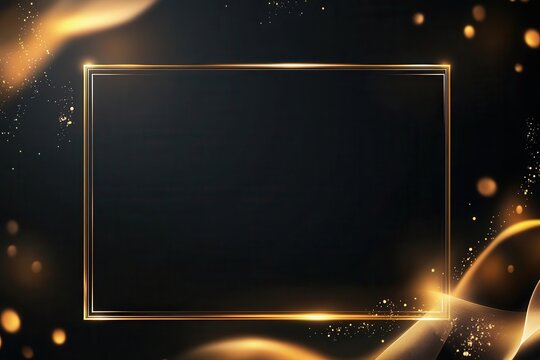 White text box with golden frame, elegant and minimalistic, business text area, luxury theme