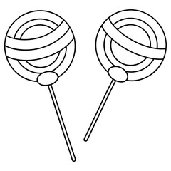 Set of circular caramel candies silhouette.