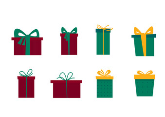  Christmas or New Year Family Party Gift Box Icon Isolated on White