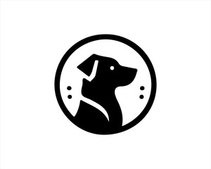 Dog head logo icon. Silhouette simple. Flat style. Black dog face.Dog logo design template. Vector illustration Animal Logotype concept. 