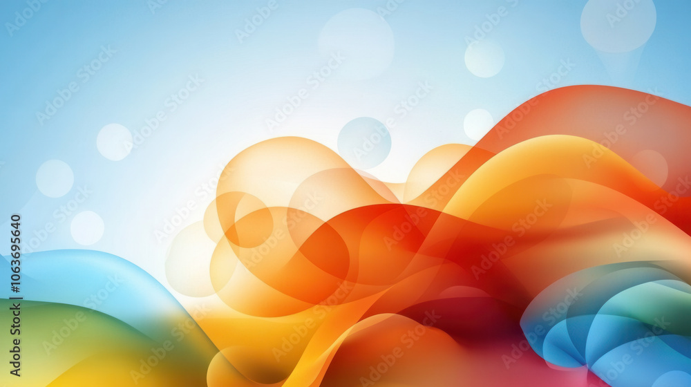 Poster colorful abstract background with swirling shapes and soft gradients, creating vibrant and dynamic v