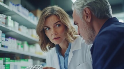 Obraz premium The Pharmacists Discuss Medication