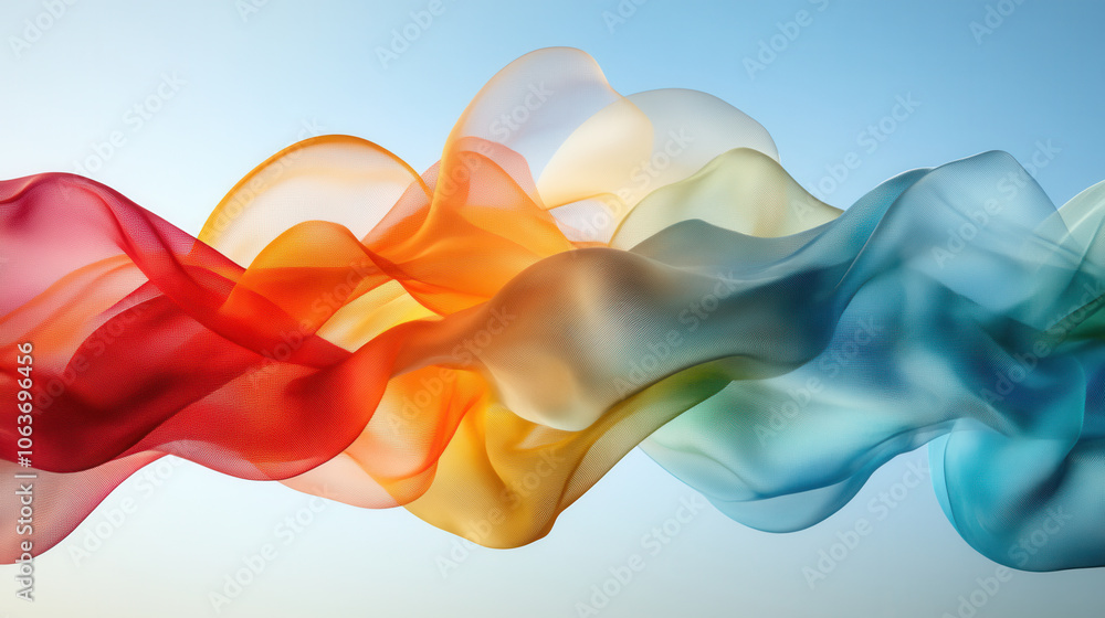 Poster dynamic composition of swirling colors and shapes creates vibrant visual experience. flowing fabric 