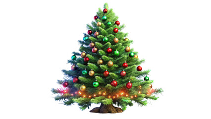 Decorated Christmas Tree with Ornaments and Lights