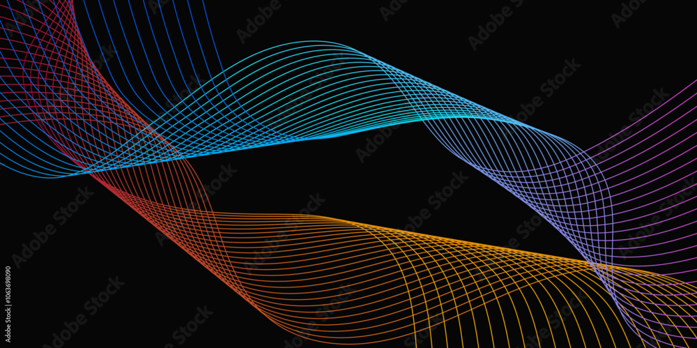 Poster background with wavy lines copy space.