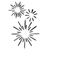 Hand drawn fireworks doodle outline