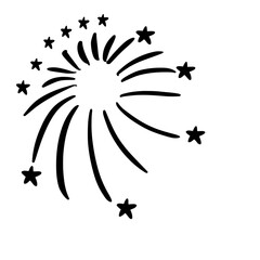 Hand drawn fireworks doodle outline