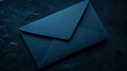 Close Up of a Dark Blue Envelope on a Black Background
