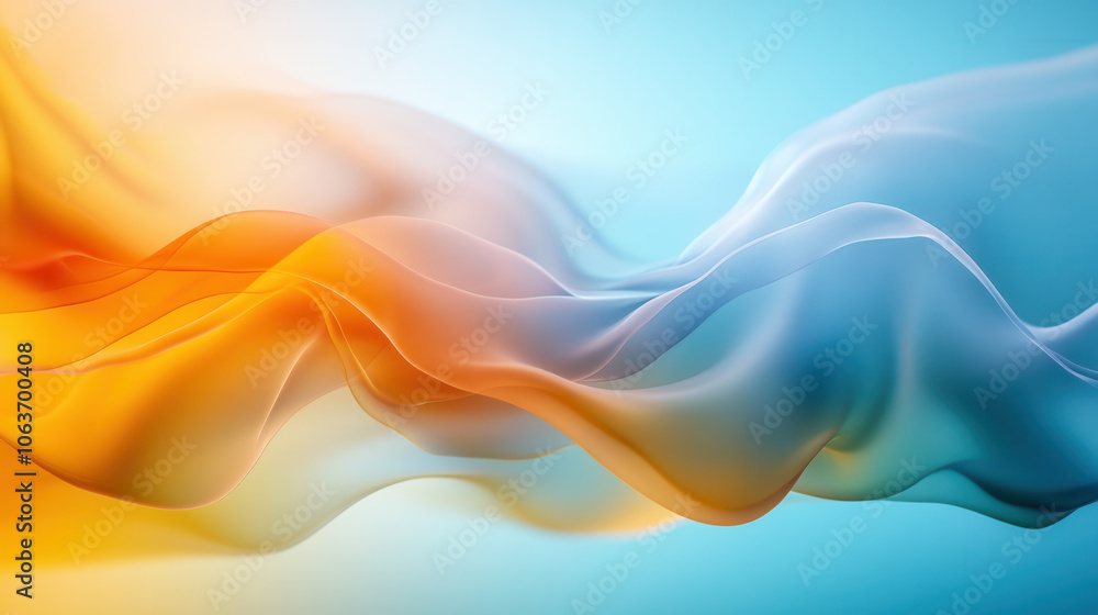 Aufkleber vibrant abstract waves in orange and blue create dynamic visual flow, evoking sense of movement and 