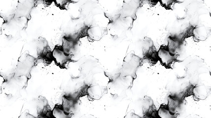 Seamless pattern of chaotic black marble ink textures on white background ideal for creative projects and product packaging