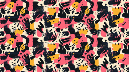 Obraz premium Seamless abstract pattern featuring quirky designs and chaotic shapes for creative projects