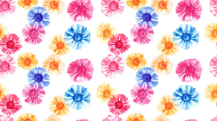 Seamless watercolor pattern featuring vibrant tie dye designs on a white background perfect for stylish interior wallpaper or textile prints abstract art trendy design