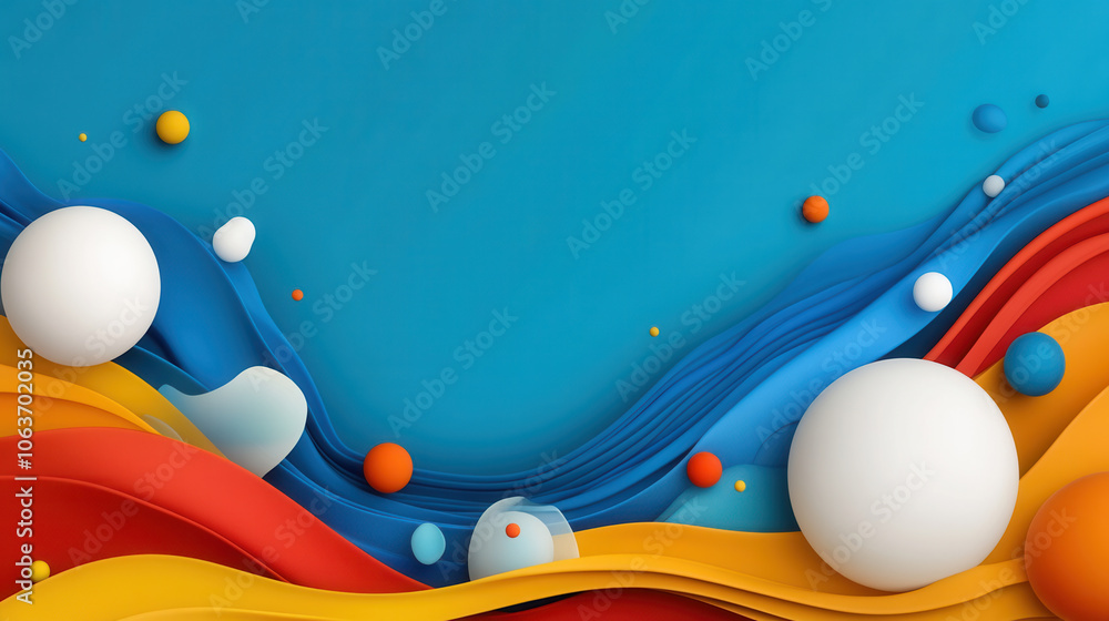 Aufkleber dynamic swirling colors and shapes create vibrant background with white spheres and colorful element