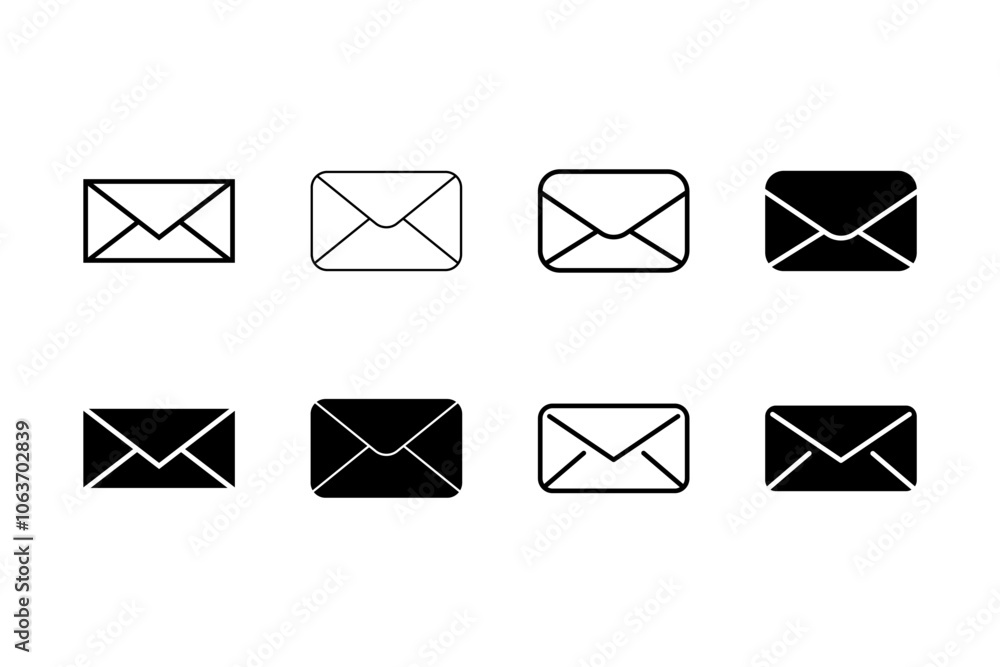 Aufkleber mail icon set, envelope icon, message icon vector for web, computer and mobile app on white backgrou