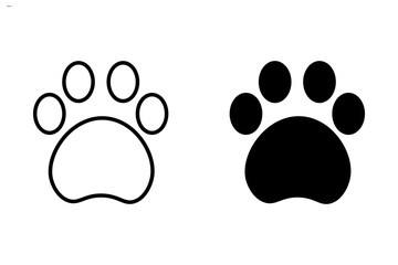Faw print icons in flat style. Paws and black cat dogs. Animal footprint symbol with a white background for your website design, logo, application, UI Vector EPS 10