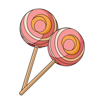 pink swirl lollipops on wooden sticks clip art preview